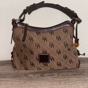 Dooney & Bourke Monogram Shoulder Bag Brown Leather Trim